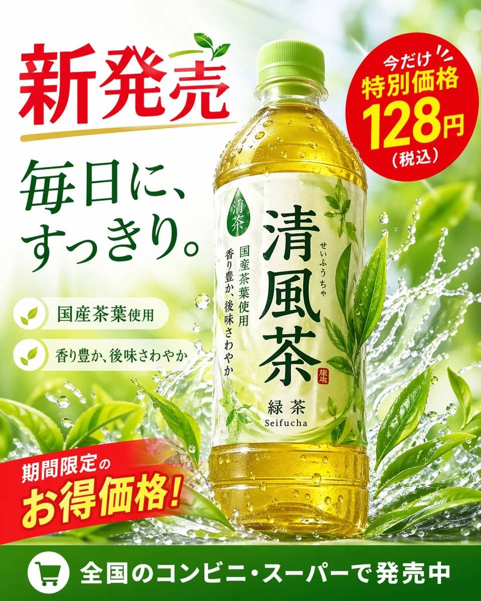 绿茶瓶广告海报示例